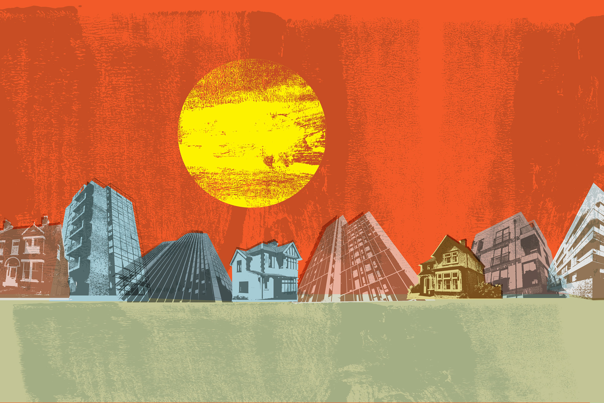 Stock illustration of city skyline